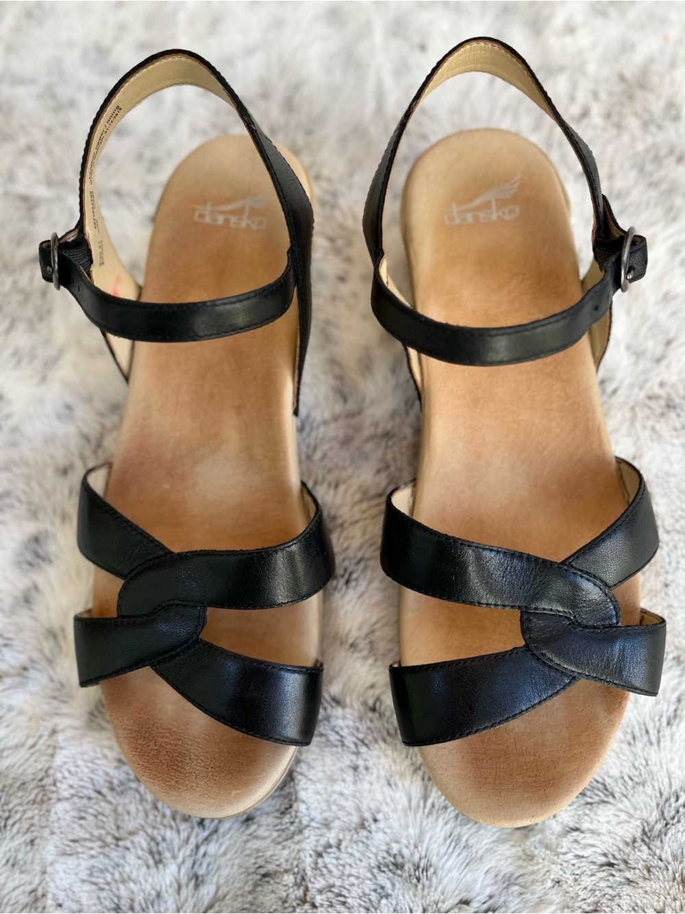 Dansko Black Leather Women's Slingback Sandals